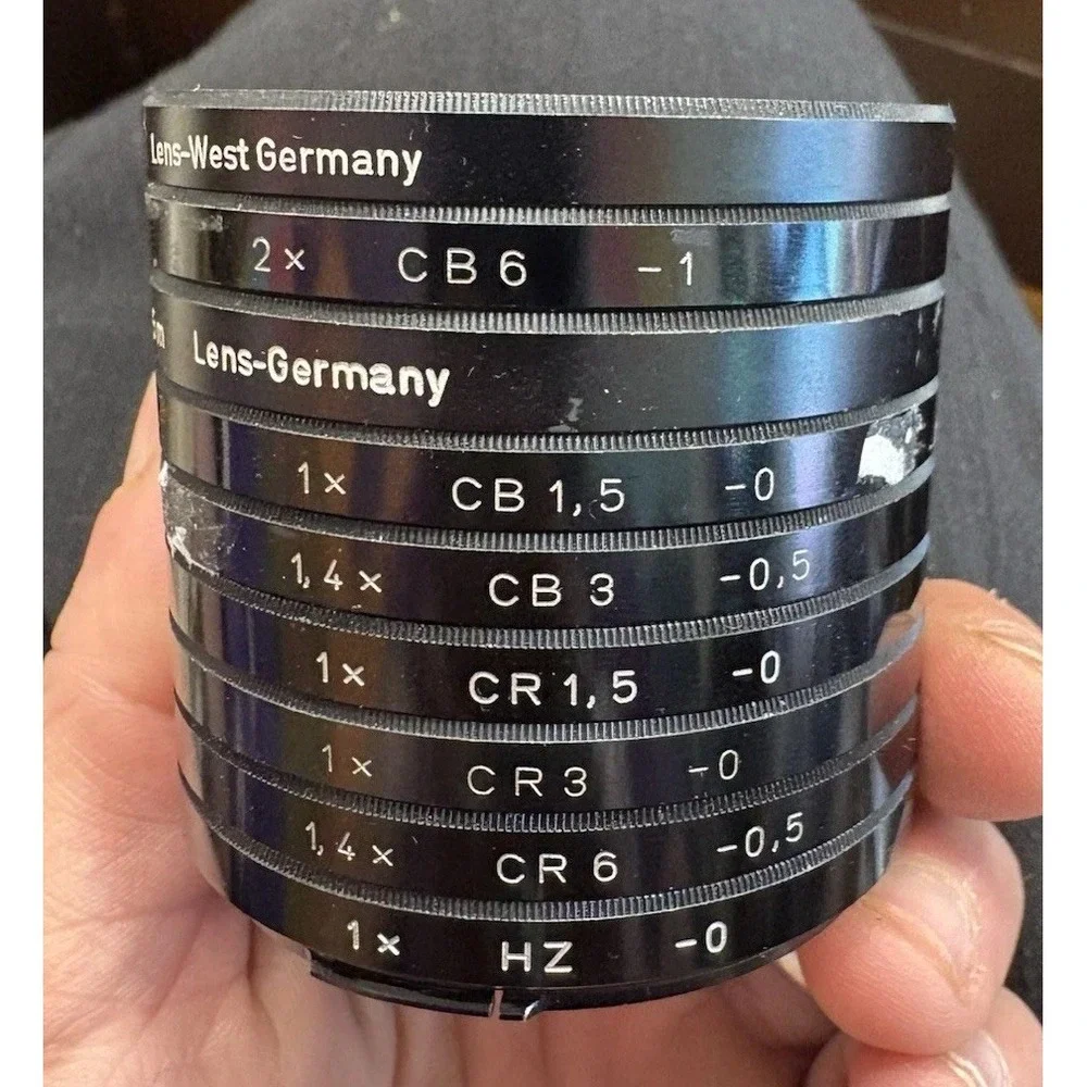 Vintage Lot 9 HASSELBLAD B50 Lens Filters Blue Red Haze 1-2X 50mm Zeiss - Clean!